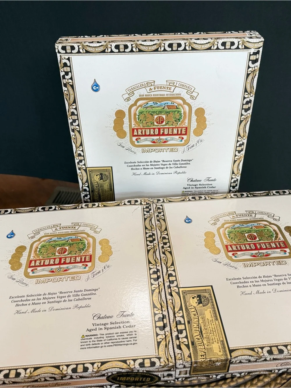 Arturo Fuente empty cigar box. Rich Brown with Gold Accent’s great for Cigar Bar